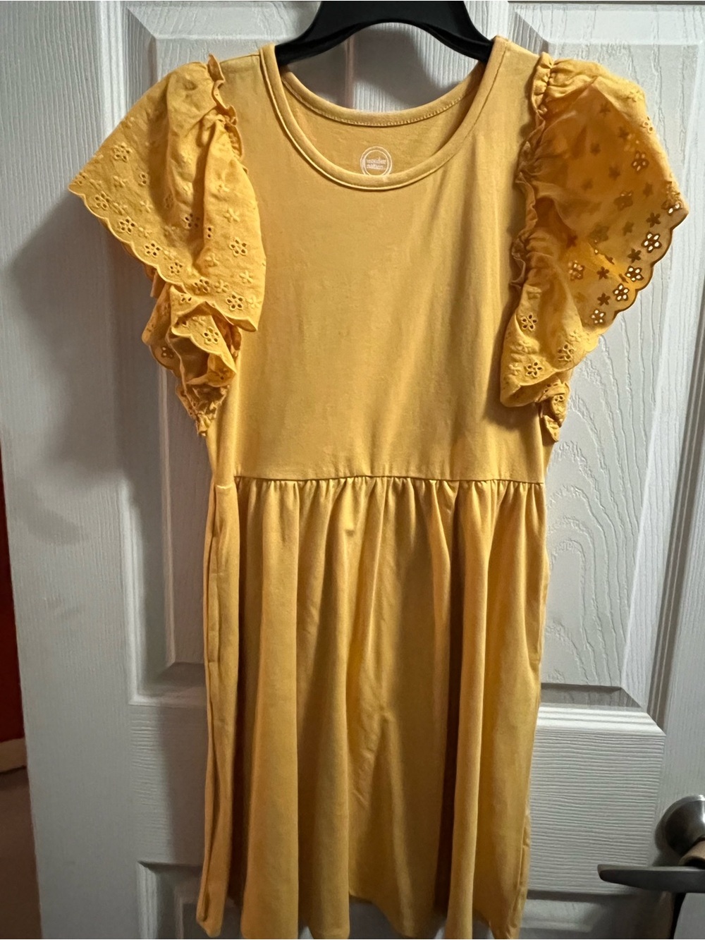 Wonder Nation  Mustard Yellow Eyelet Flutter-Sleeve Dress